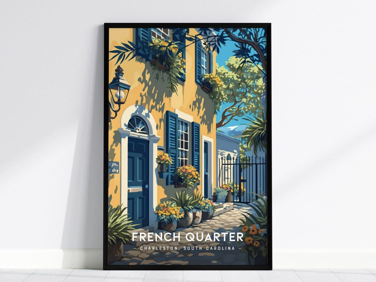 French Quarter Neighborhood, Charleston, South Carolina - Historic Wall Art Travel Poster Print Southeast Home Decor Southern Charm Gift Set - Swell Scenes