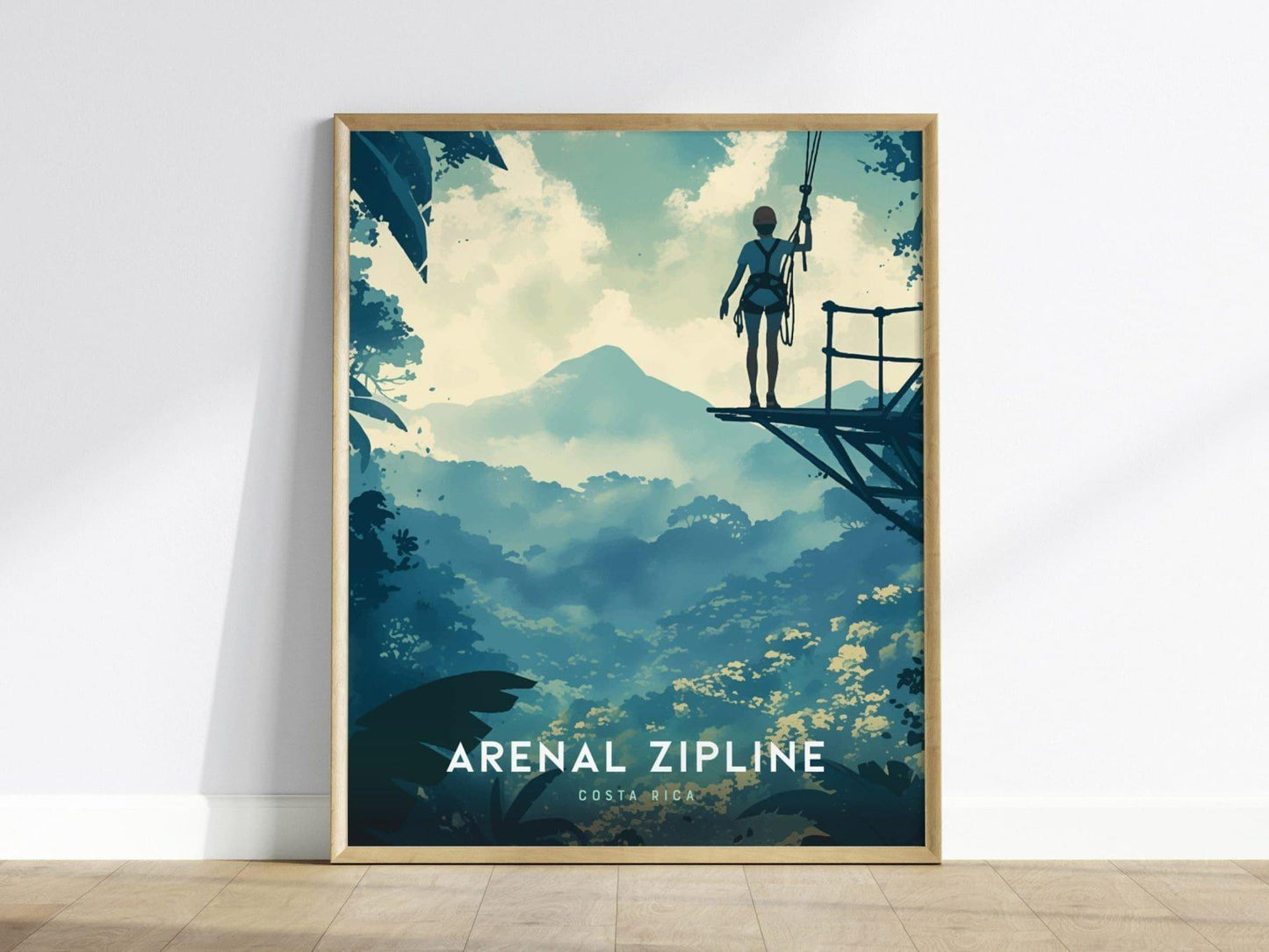 Arenal Zipline Adventure Poster, Costa Rica Zipline View Art, Framed/Unframed Arenal Volcano Print, Guanacaste Gift, CR Rainforest Decor - Swell Scenes