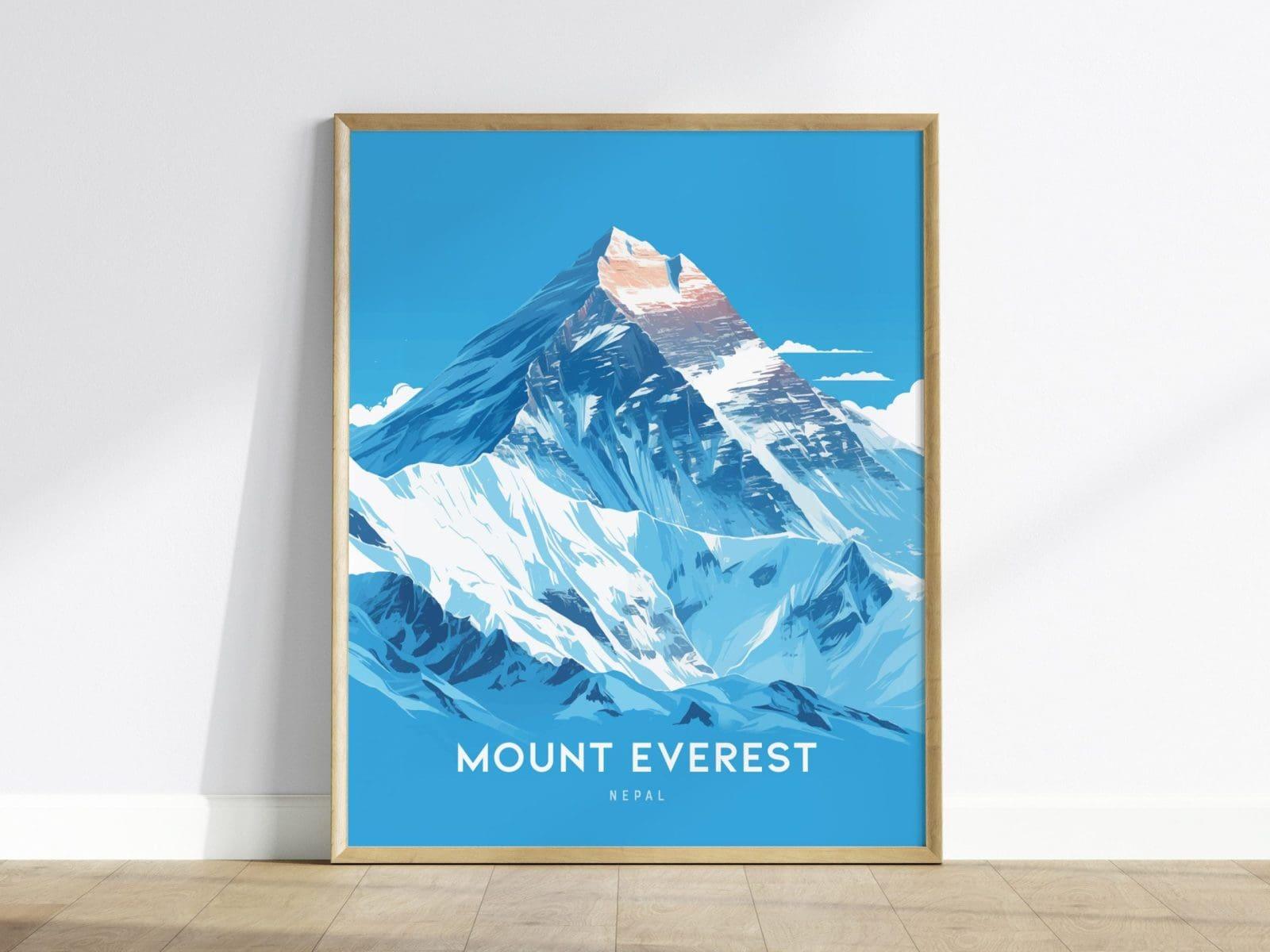 Mount Everest, Nepal Poster - Majestic Mountain Landscape, Framed/Unframed, Perfect Gift for Climbers and Adventurers, Unique Airbnb Decor - Swell Scenes