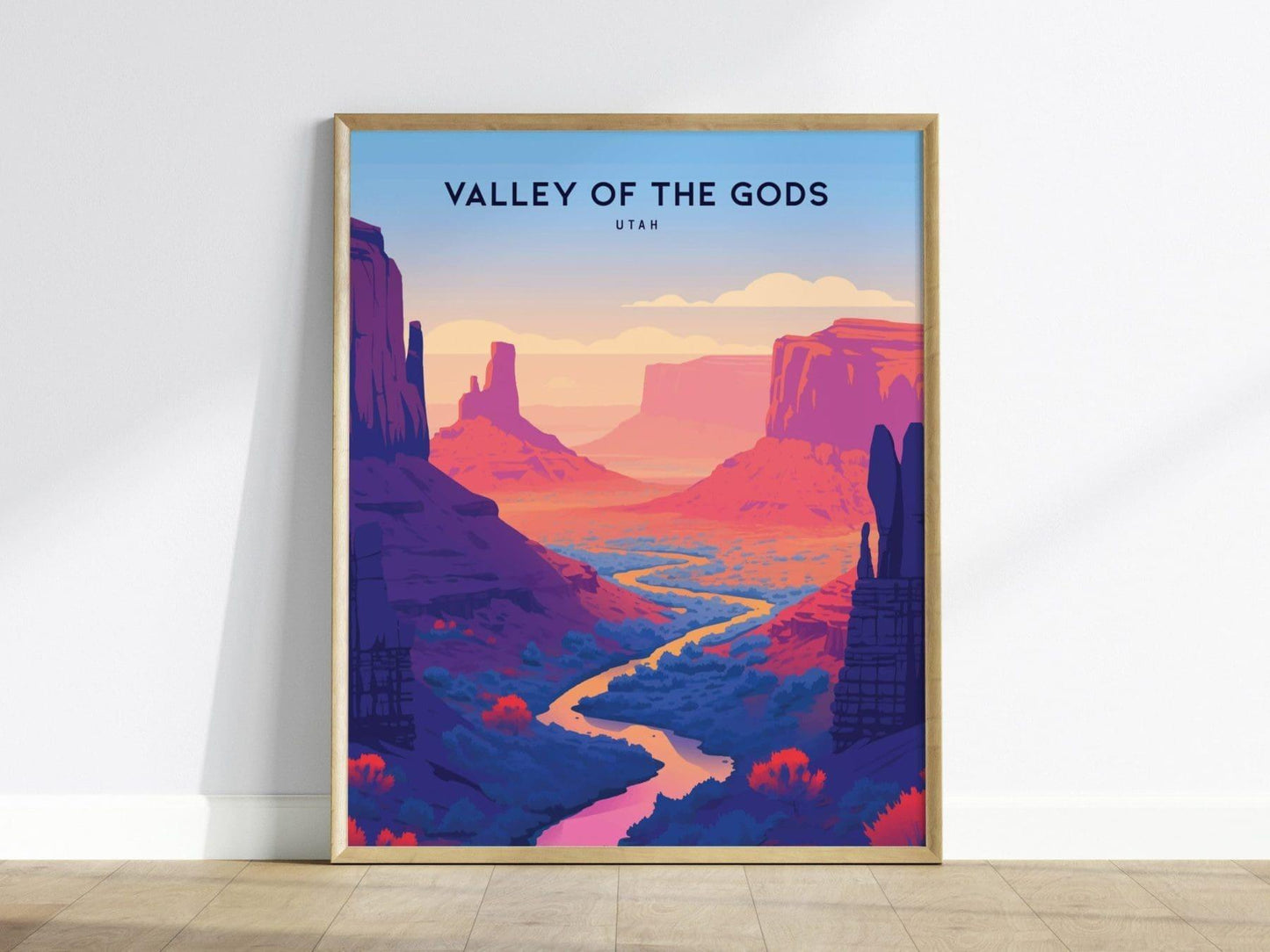 Valley of the Gods Poster, Utah - Majestic Desert Landscape, Ideal for Nature Lovers, Available Framed or Unframed, Airbnb Home Decor - Swell Scenes