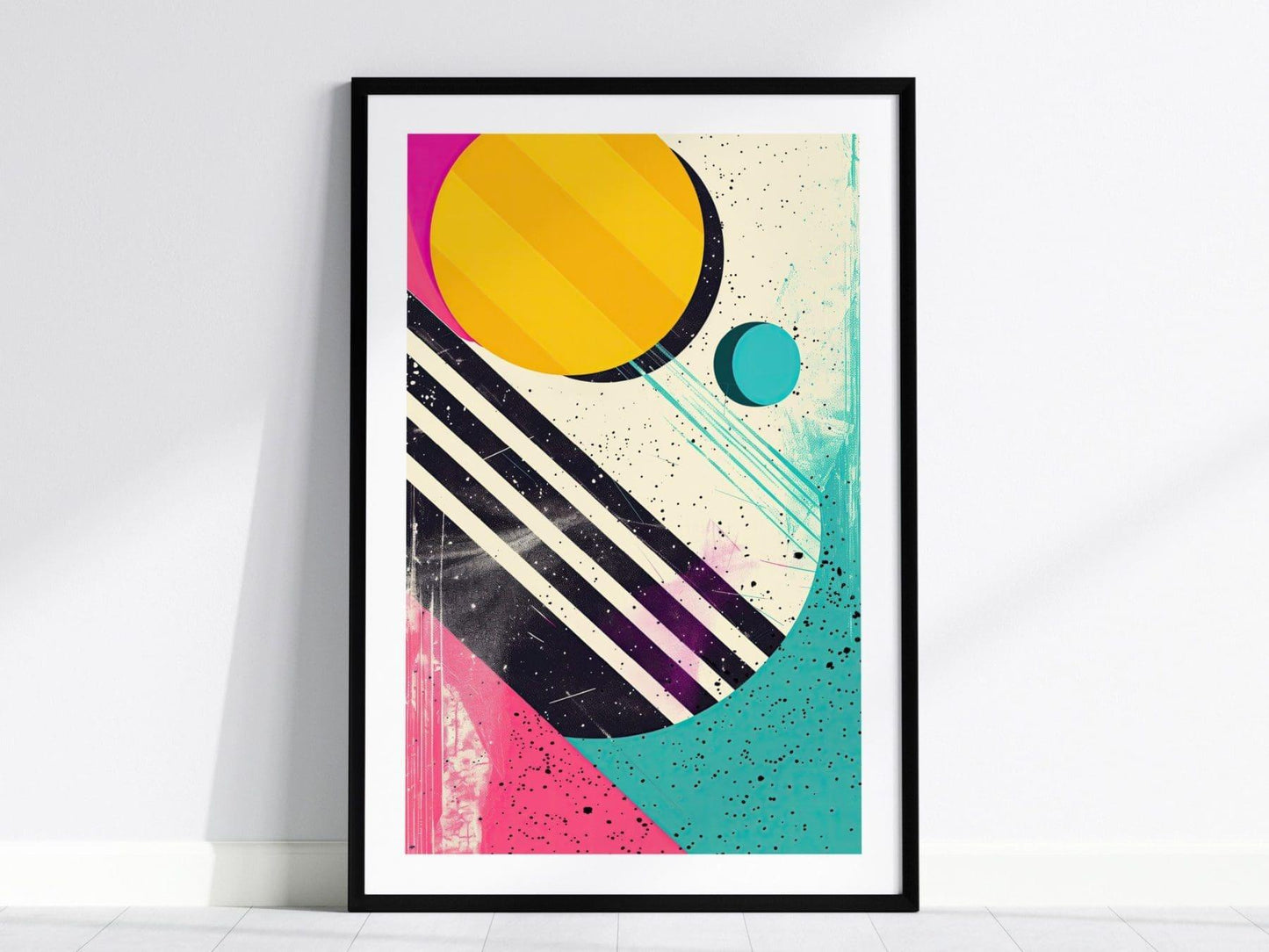 1980s Style Vintage Abstract Shapes 01, Contemporary Art Framed Poster, Eighties Wall Art Series, 80s Retro Design Modern Home Decor Set - Swell Scenes