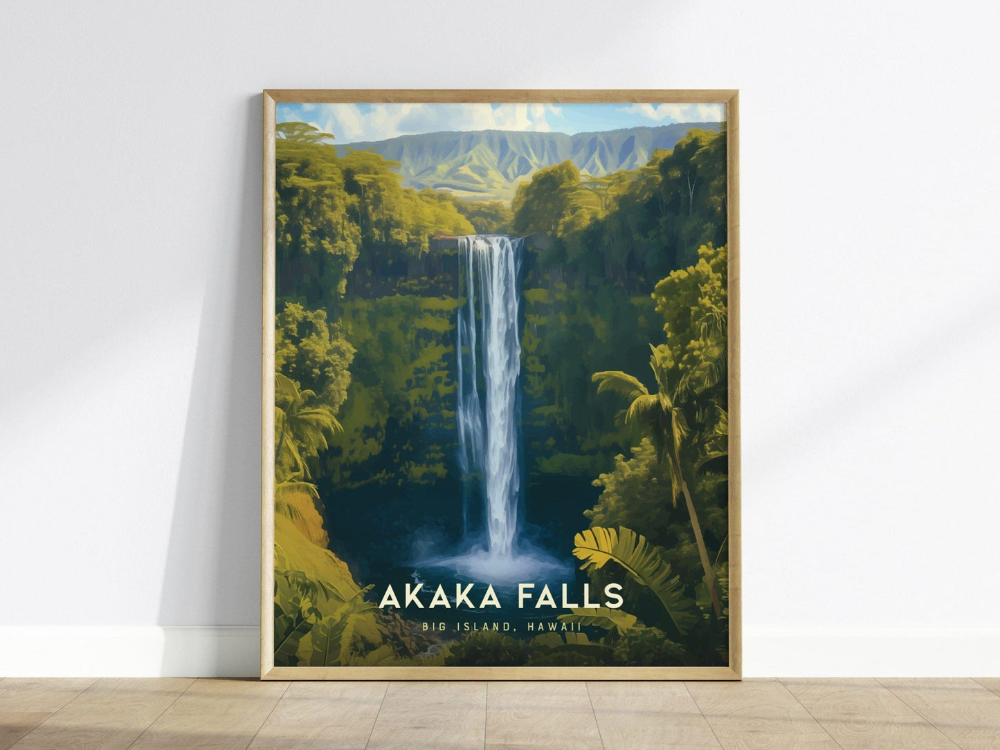 Akaka Falls, Big Island Hawaii Poster - Lush Waterfall Scenic Print, Framed/Unframed, Ideal Gift for Nature Lovers, Coastal Home Decor - Swell Scenes