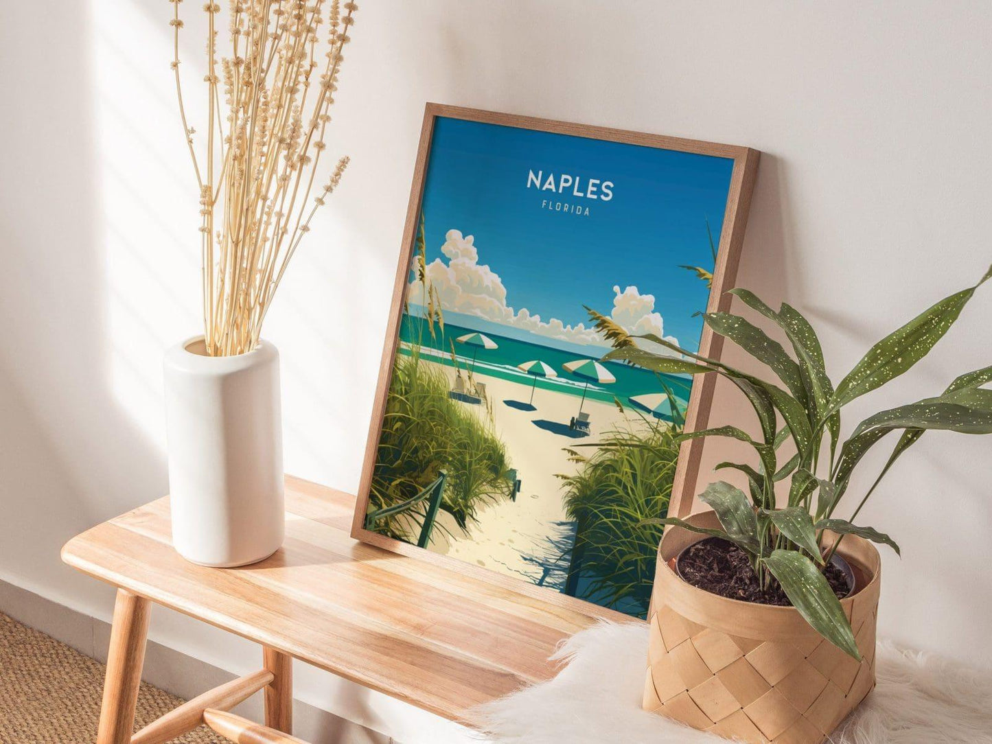 Naples Florida Beach View Poster – Framed/Unframed, Perfect Wall Art for Home & Office, Ideal Gift for Beach Lovers, Naples Pier Gift - Swell Scenes