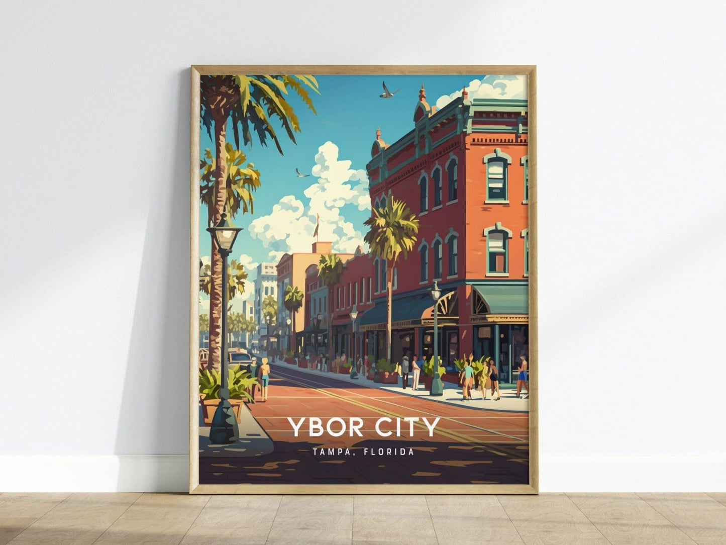 Ybor City historic district poster alternative angle showing Tampa nightlife and architecture detail
