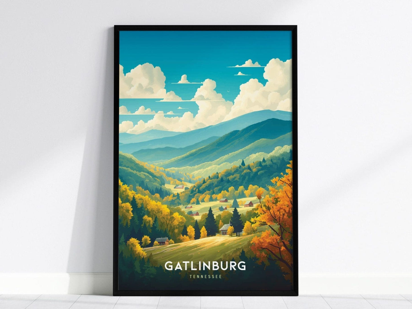 Gatlinburg Poster, Tennessee - Stunning Mountain Scenery, Perfect for Home & Office, Available Framed or Unframed, Home or Airbnb Decor - Swell Scenes