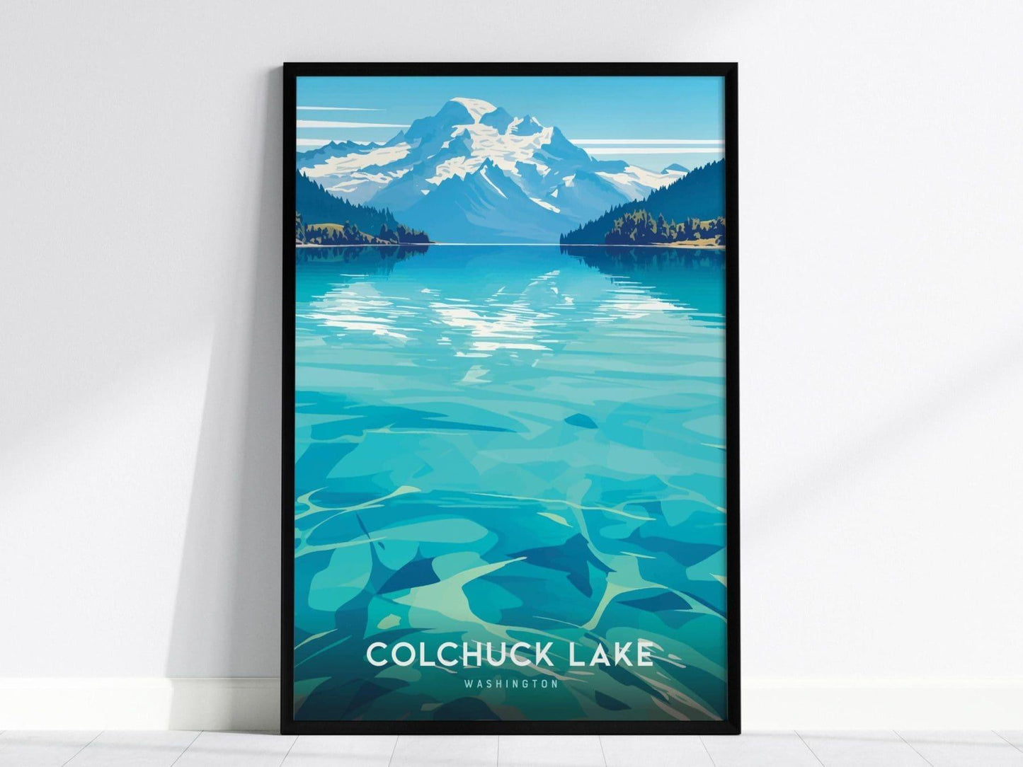 Colchuck Lake, Washington Poster - Turquoise Waters & Dragontail Peak, Available Framed/Unframed, Ideal for Nature Lovers, Pacific Northwest - Swell Scenes