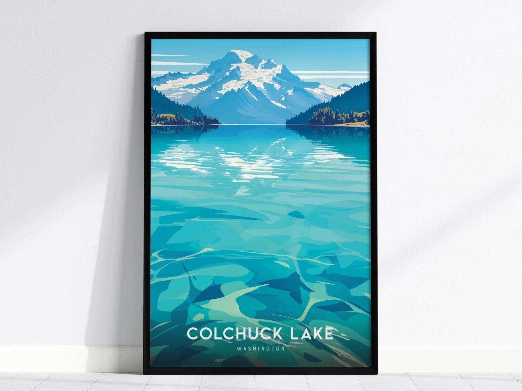Colchuck Lake, Washington Poster - Turquoise Waters & Dragontail Peak, Available Framed/Unframed, Ideal for Nature Lovers, Pacific Northwest - Swell Scenes
