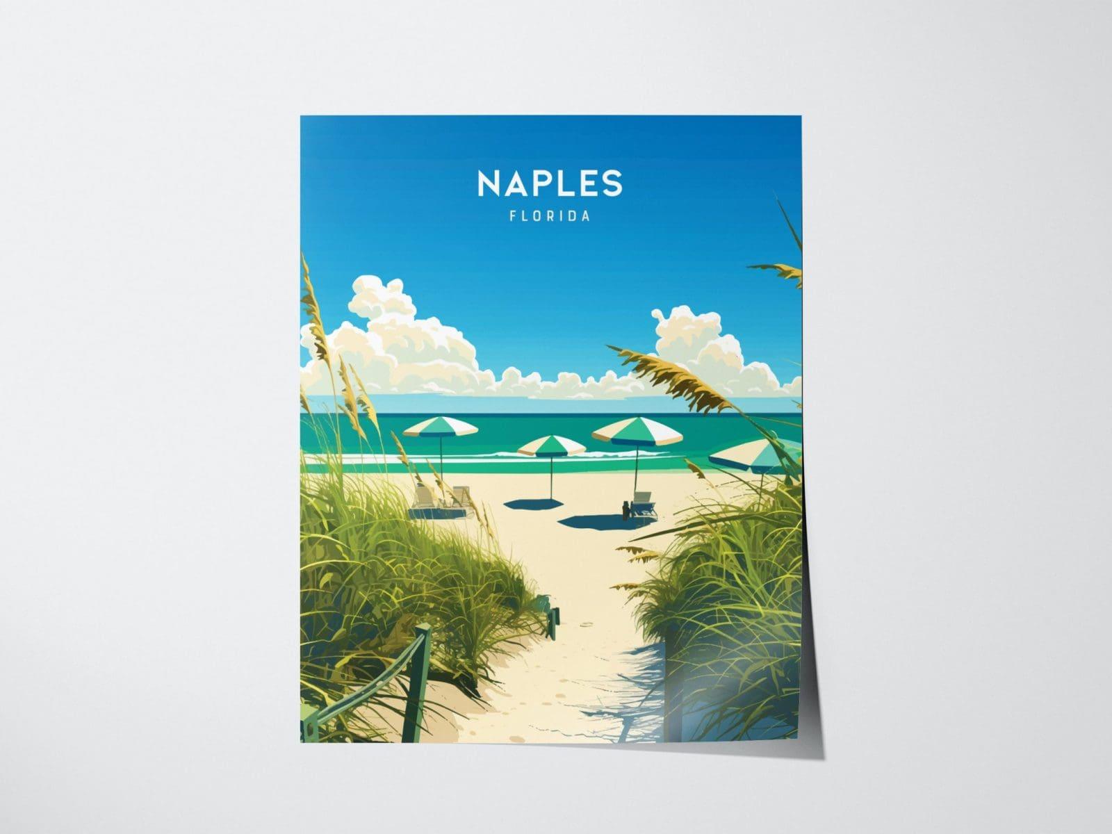 Naples Florida Beach View Poster – Framed/Unframed, Perfect Wall Art for Home & Office, Ideal Gift for Beach Lovers, Naples Pier Gift - Swell Scenes