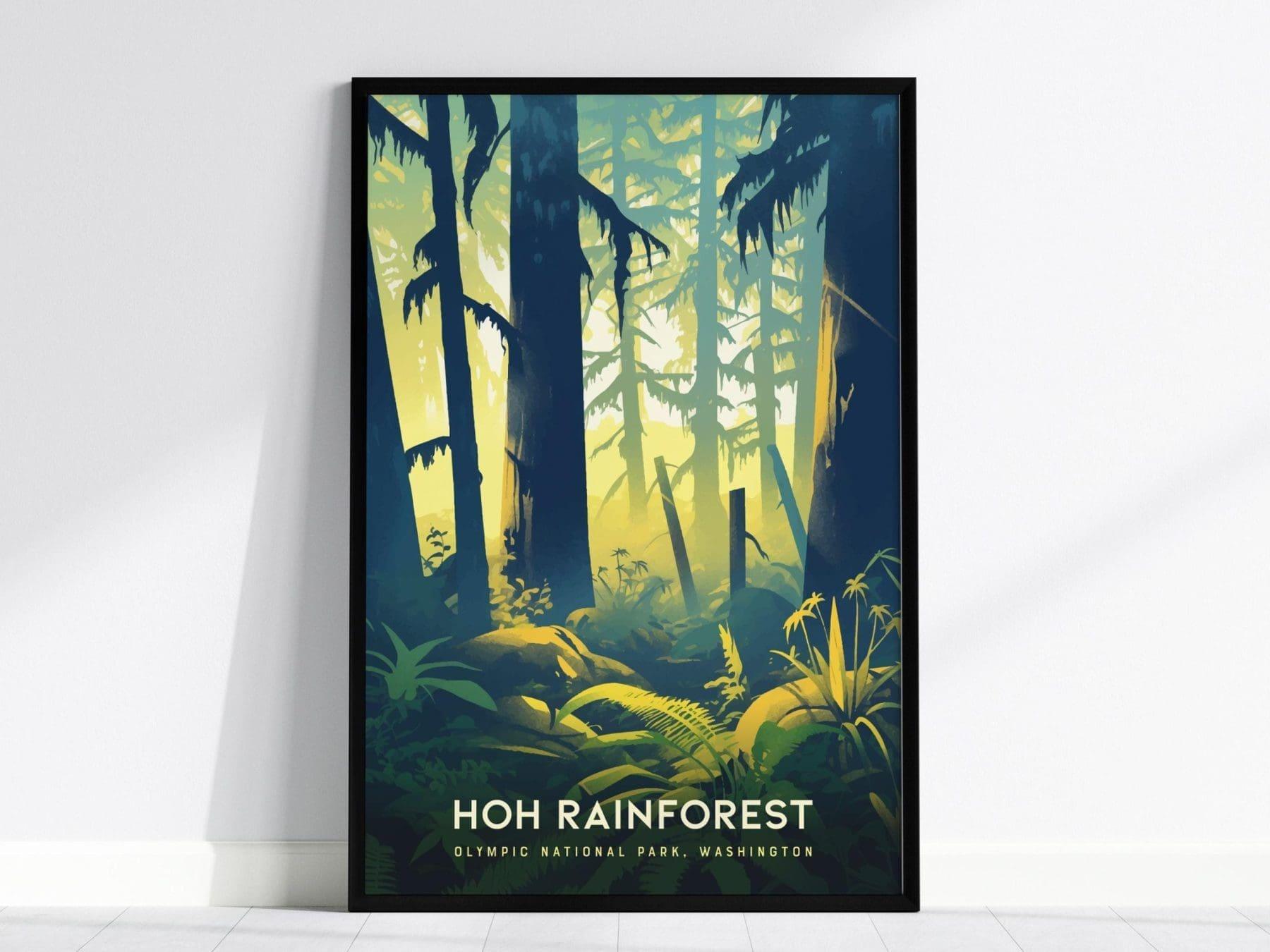 Hoh Rainforest, Olympic National Park Poster - Lush Greenery Scene, Available Framed/Unframed, Perfect gift for hikers, Hoh Forest Souvenir - Swell Scenes