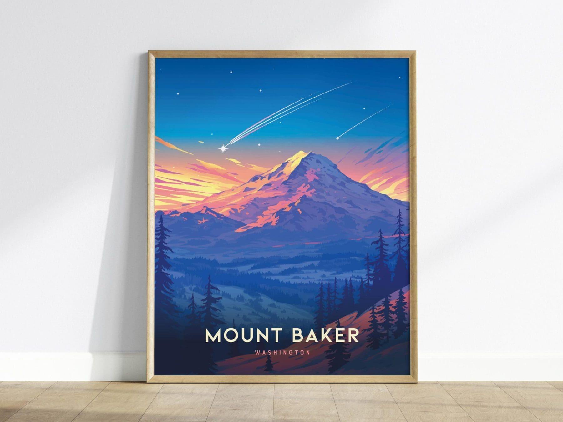 Mount Baker, Washington Poster - Majestic Mountain Landscape, Available Framed/Unframed, Ideal for Hikers and Nature Enthusiasts, Home Decor - Swell Scenes