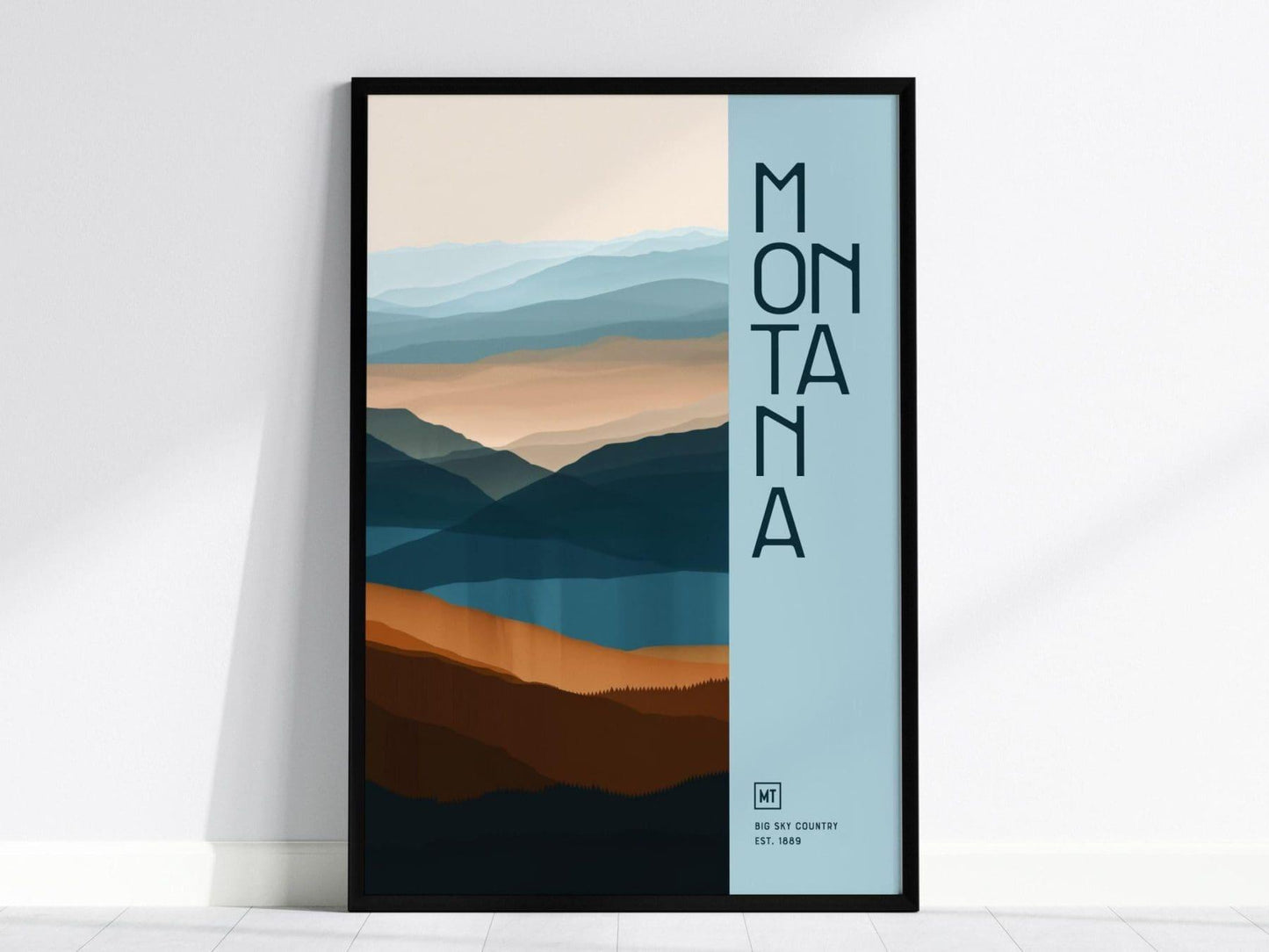 Montana, The Big Sky State Poster - Abstract Mountain Inspired Art, Perfect for Modern or Farmhouse Decor, Perfect Big Sky Gift - Swell Scenes