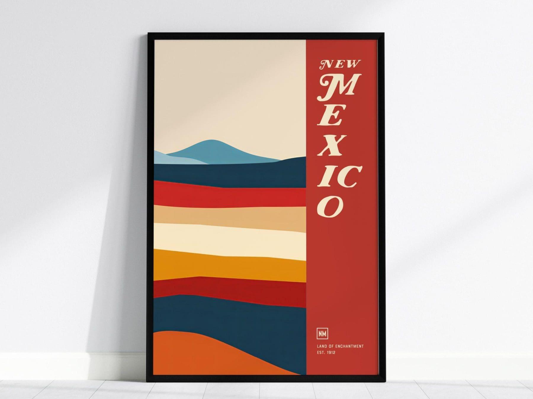 New Mexico, Land of Enchantment Poster - Abstract Landscape, Available Framed or Unframed, Perfect for Home Decor Enthusiasts, Airbnb Decor - Swell Scenes