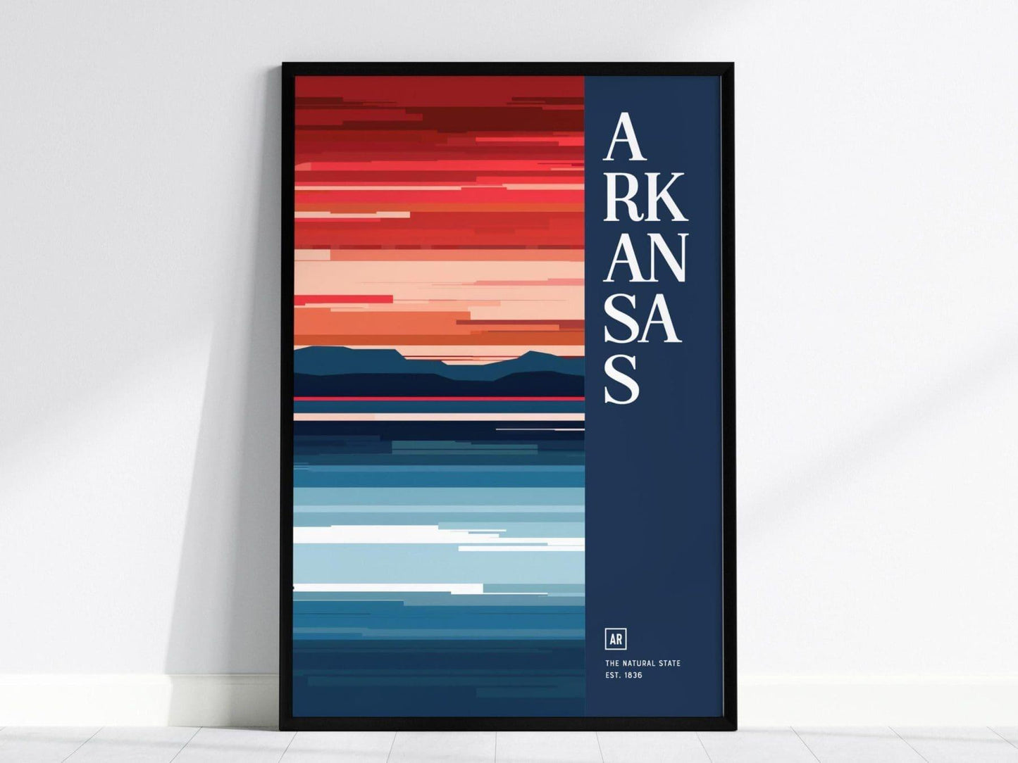 Arkansas, The Natural State Poster - Abstract Colorful Landscape Art, Framed/Unframed, Perfect for Home & Office Decor, Arkansas Decor Gift - Swell Scenes