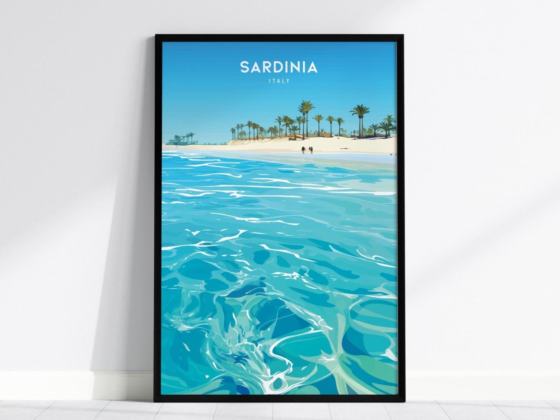 Sardinia, Italy Poster - Idyllic Beach View, Available Framed/Unframed, Perfect Mediterranean Decor, European Home or Office Wall Art Decor - Swell Scenes