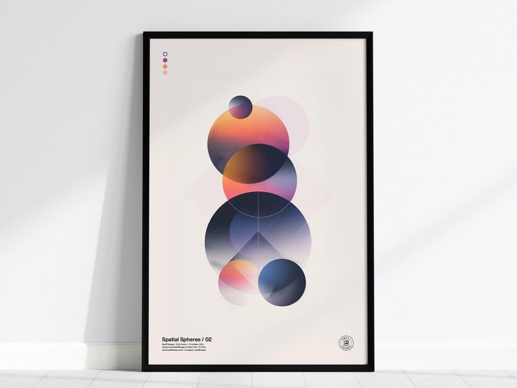 Spatial Spheres / 02 - Modern Minimalist Abstract Ethereal Circular Design Shapes Contemporary Art Framed Poster Series Lofi Designer Gift - Swell Scenes