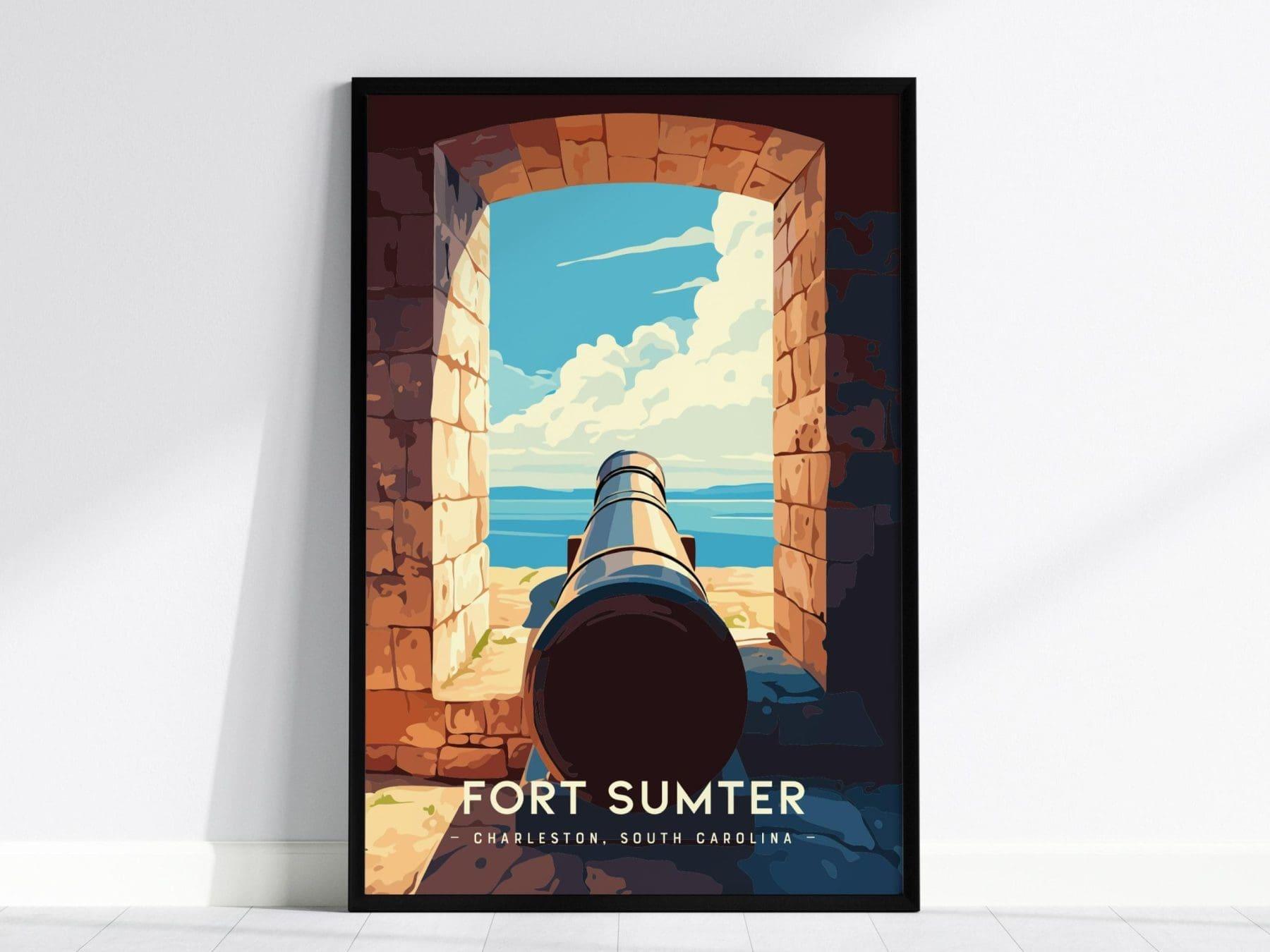 Fort Sumter, Charleston, South Carolina Wall Art Travel Poster Print Southeast Historic Civil War Home Decor Southern Charm Vacation Gift - Swell Scenes