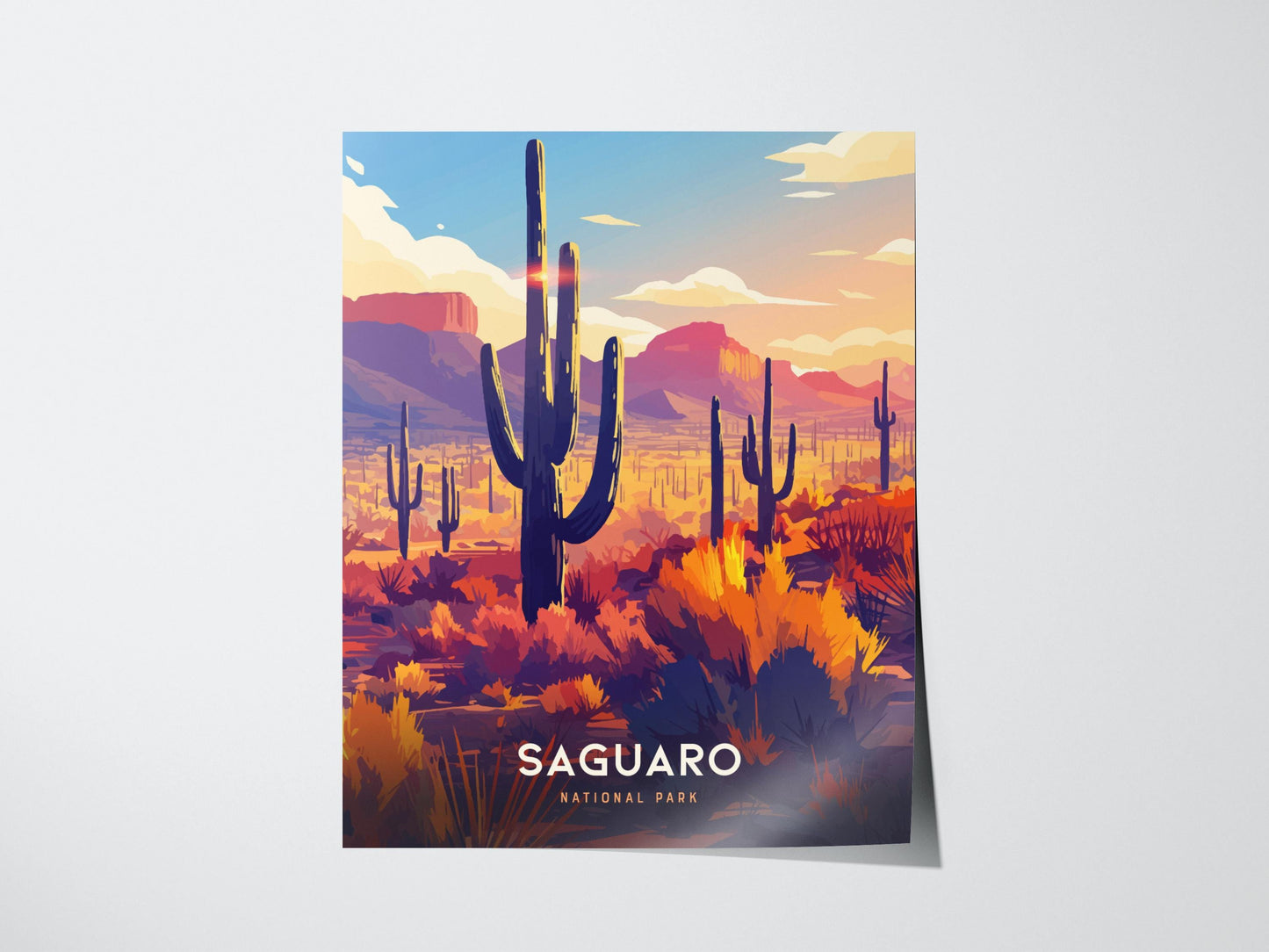 Saguaro National Park Arizona Majestic Cacti Framed Travel Print Wall Art