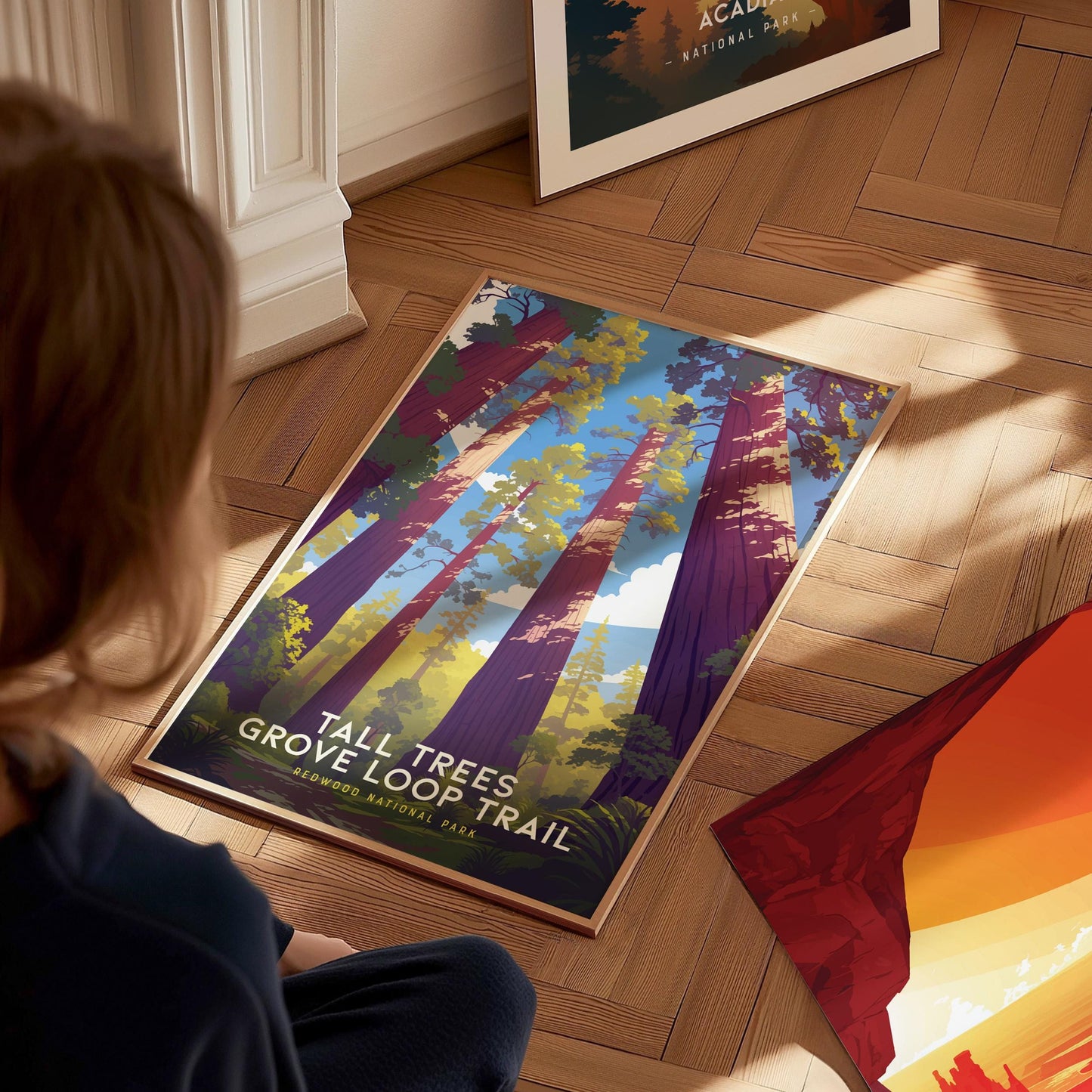 Tall Trees Grove Redwood poster alternative angle highlighting ancient coast redwood detail and national park cathedral forest