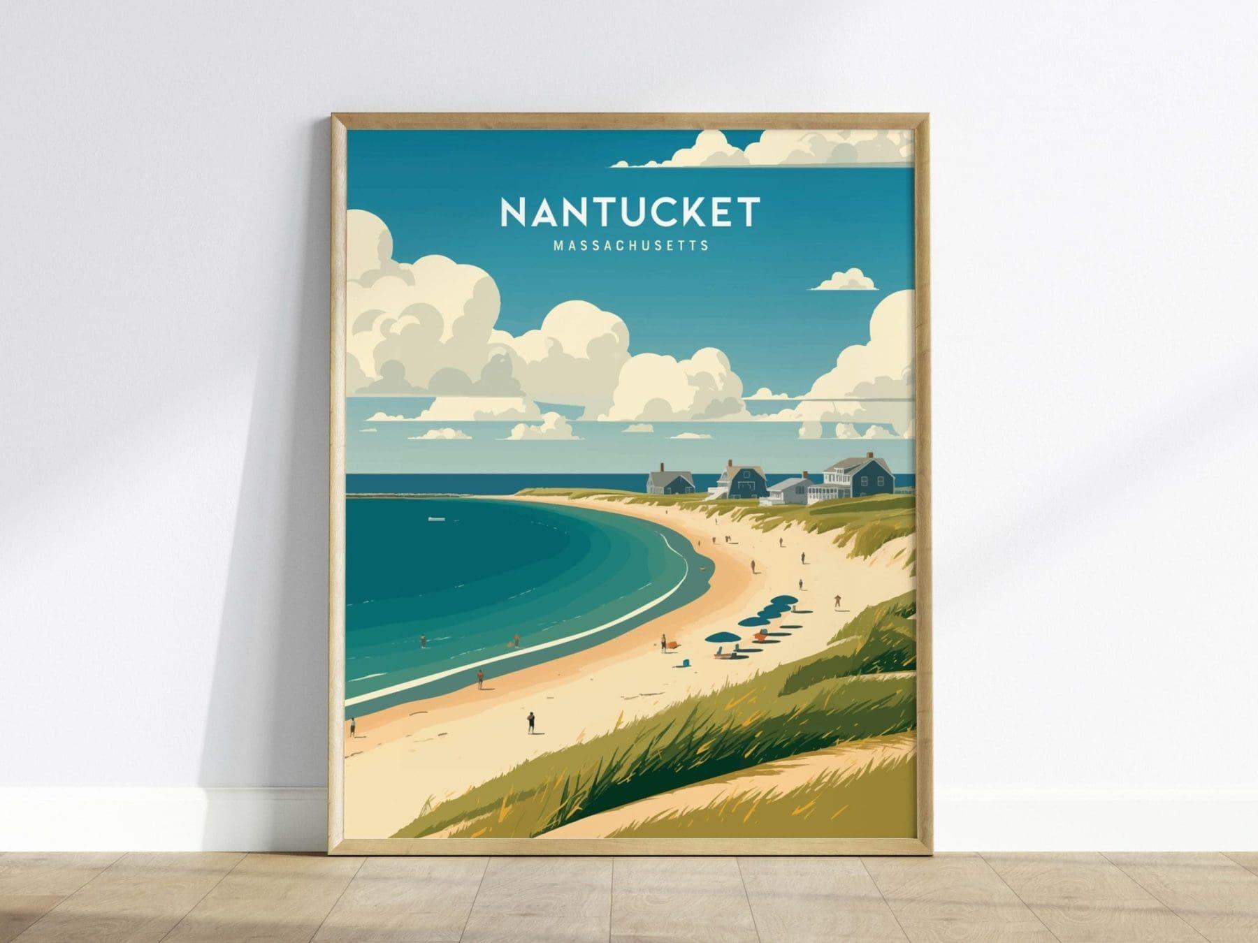 Nantucket, Massachusetts Poster - Iconic Coastal Scenery, Perfect for Home Decor, Available Framed or Unframed, Coastal Wall Art Decor - Swell Scenes