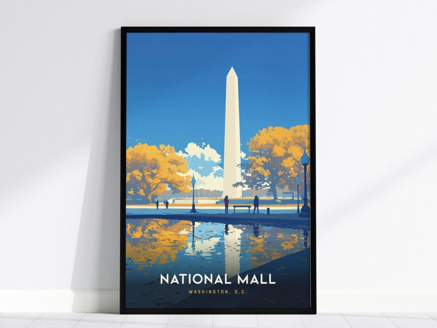 National Mall, Washington DC Poster – Iconic Monument, Available Framed/Unframed, Ideal Gift for History Buffs and Election 2024 Souvenir - Swell Scenes