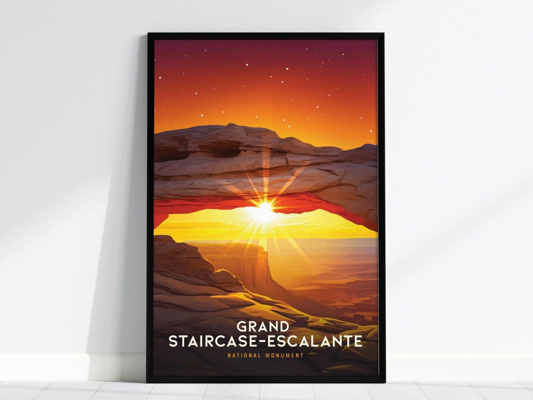 Grand Staircase–Escalante National Monument, Utah Poster – Stunning Sunset Arch at Dusk, Available Framed/Unframed, Gift for Conservationist - Swell Scenes