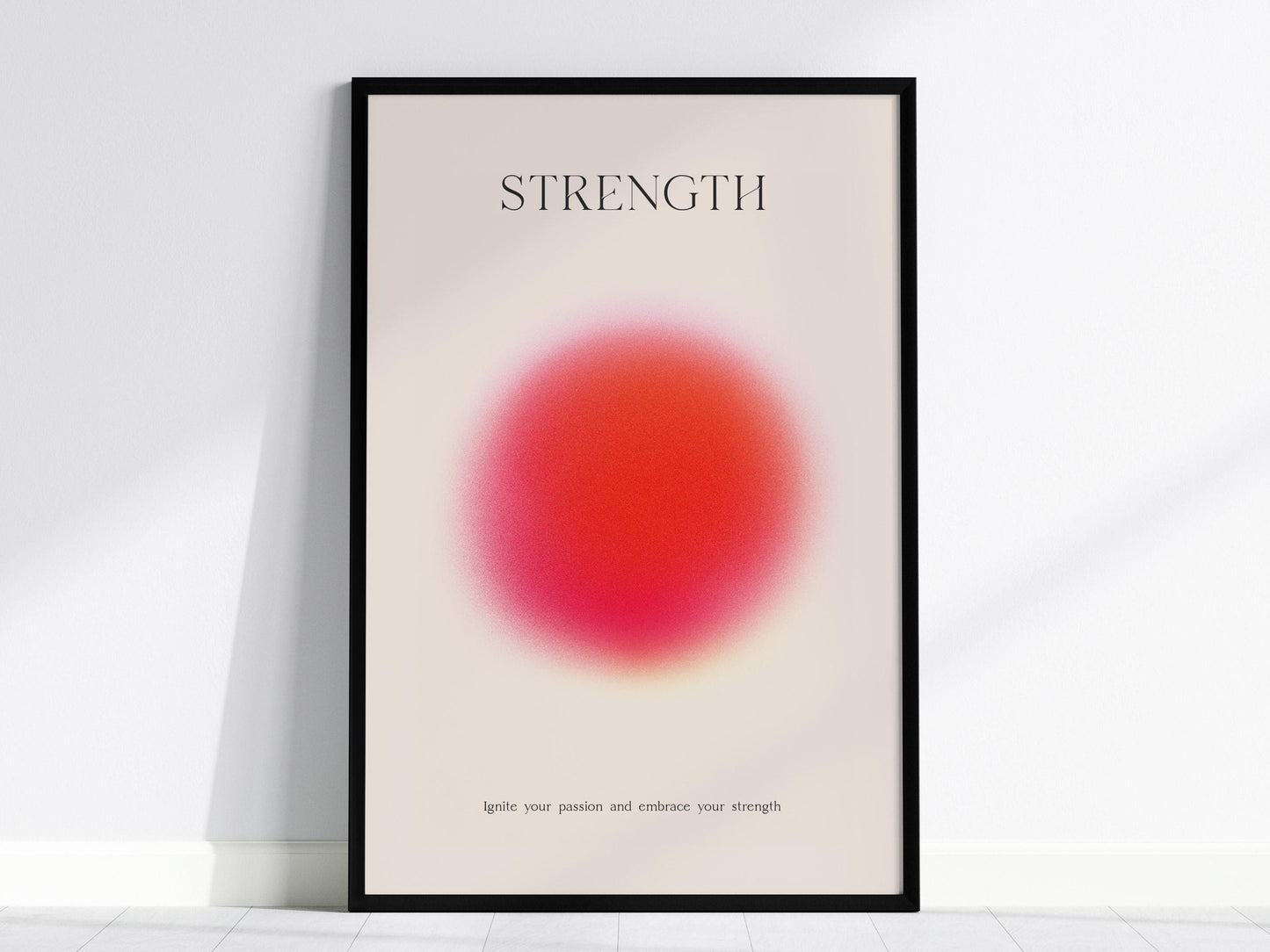 Strength Aura Bold Minimalist Framed Abstract Design Motivational Print Wall Art