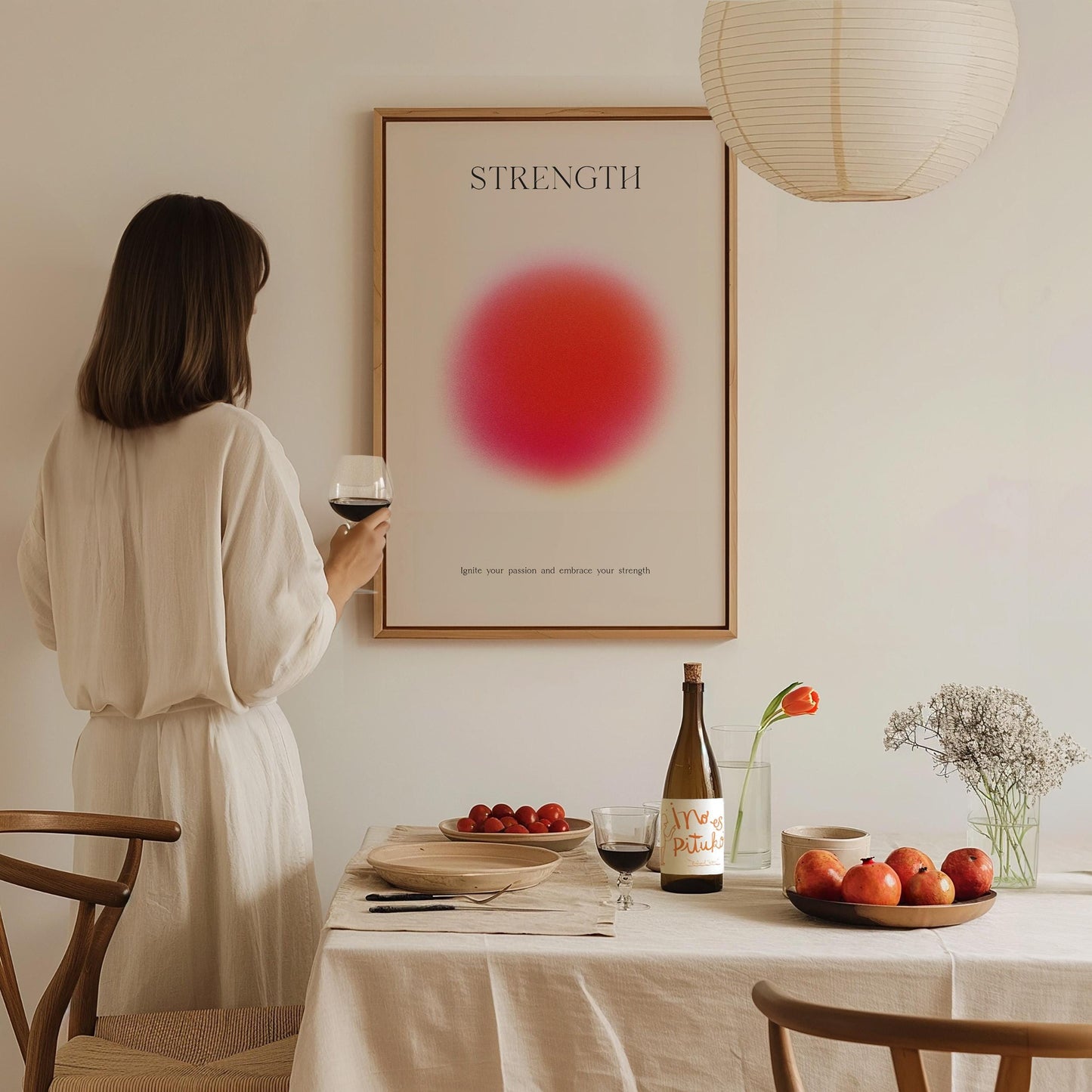 Strength Aura Bold Minimalist Framed Abstract Design Motivational Print Wall Art