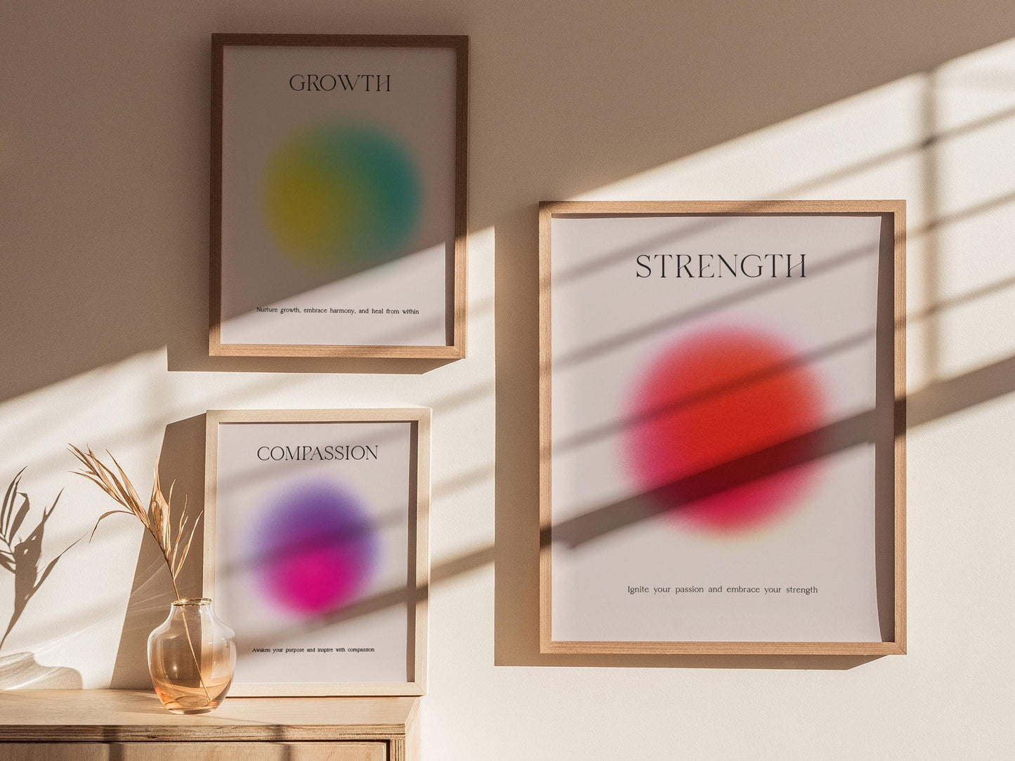 Strength Aura Bold Minimalist Framed Abstract Design Motivational Print Wall Art
