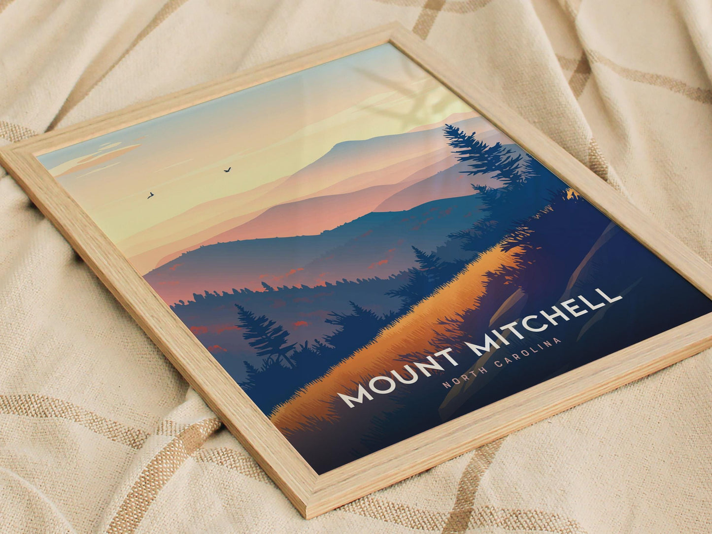 Mount Mitchell North Carolina Hiker Framed Unframed Travel Print Wall Art