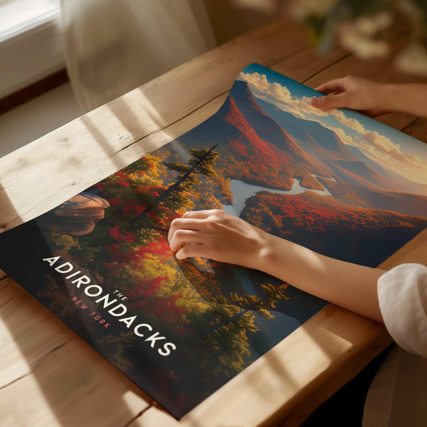 Adirondacks Mountains New York Poster Scenic Framed Travel Print Wall Art
