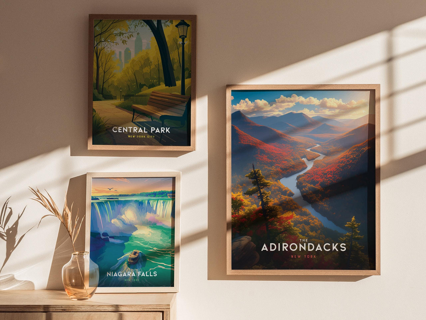 Adirondacks Mountains New York Poster Scenic Framed Travel Print Wall Art