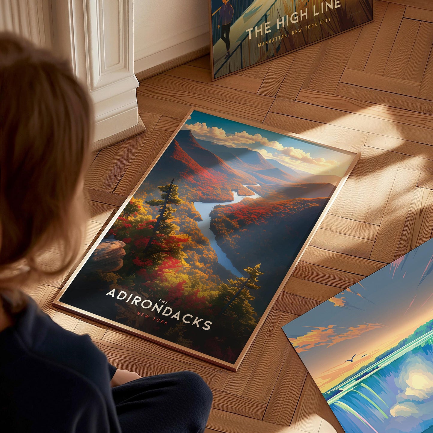 Adirondacks Mountains New York Poster Scenic Framed Travel Print Wall Art