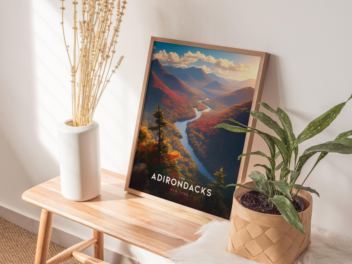 Adirondacks Mountains New York Poster Scenic Framed Travel Print Wall Art