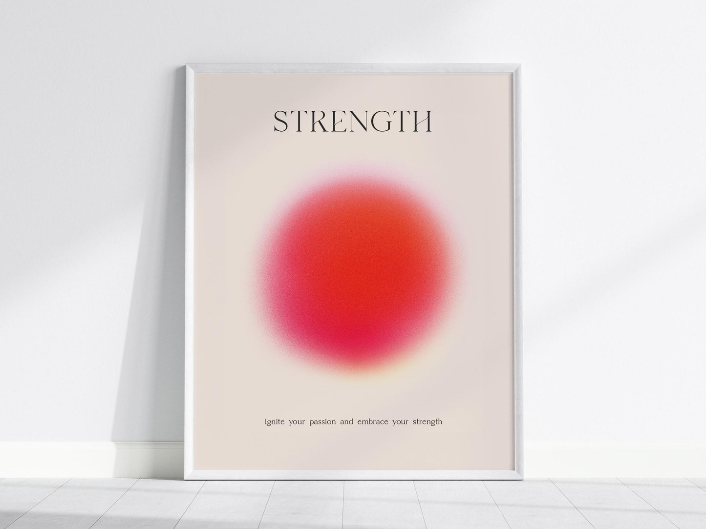Strength Aura Bold Minimalist Framed Abstract Design Motivational Print Wall Art