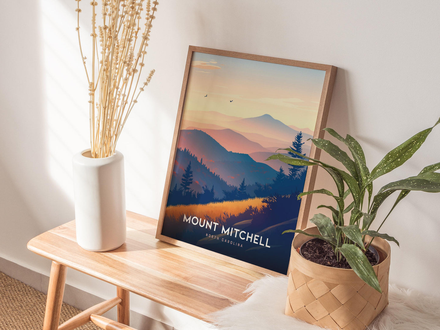 Mount Mitchell North Carolina Hiker Framed Unframed Travel Print Wall Art