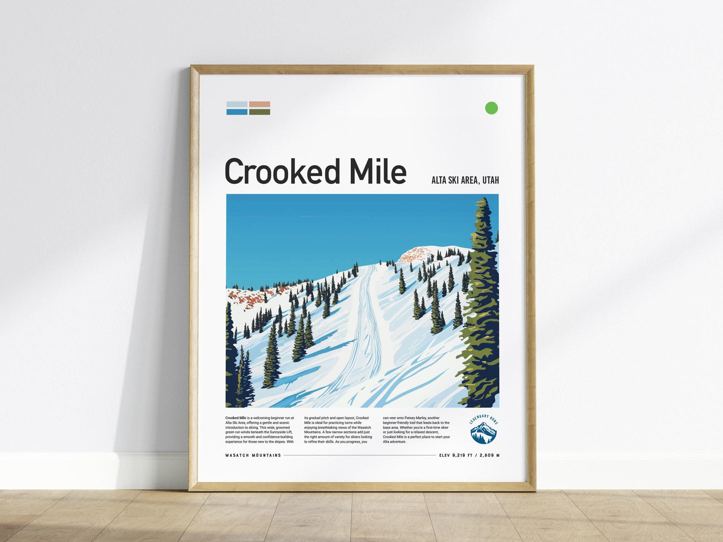 Crooked Mile Alta Ski Area Utah Resort Travel Print Wall Art