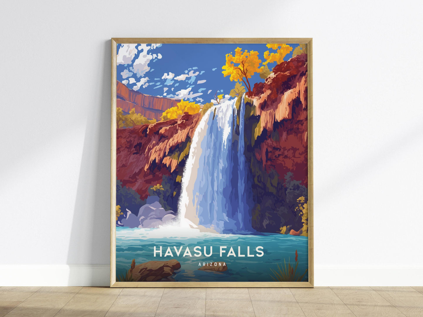 Havasu Falls Arizona Waterfall Framed Travel Print Wall Art