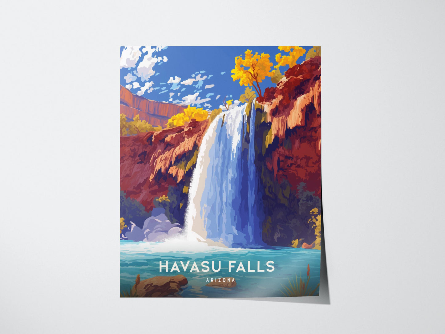 Havasu Falls Arizona Waterfall Framed Travel Print Wall Art