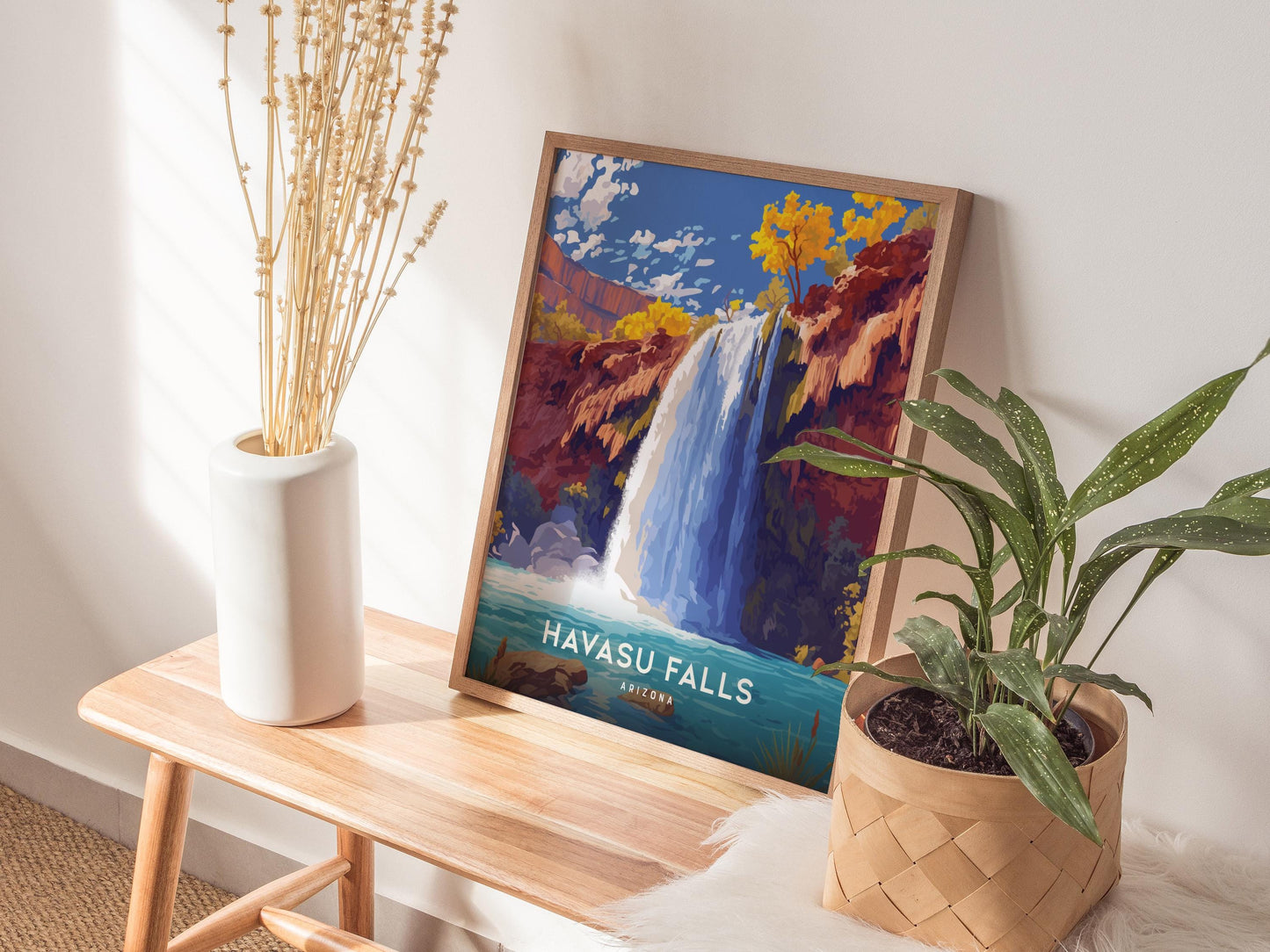 Havasu Falls Arizona Waterfall Framed Travel Print Wall Art