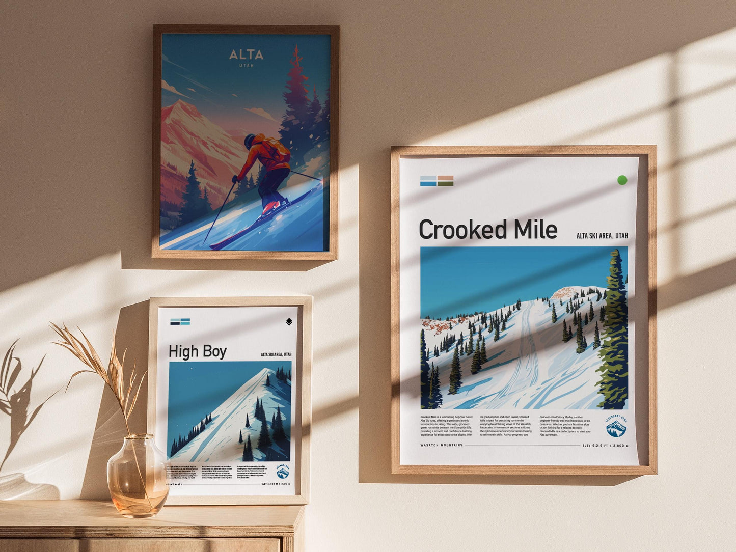 Crooked Mile Alta Ski Area Utah Resort Travel Print Wall Art