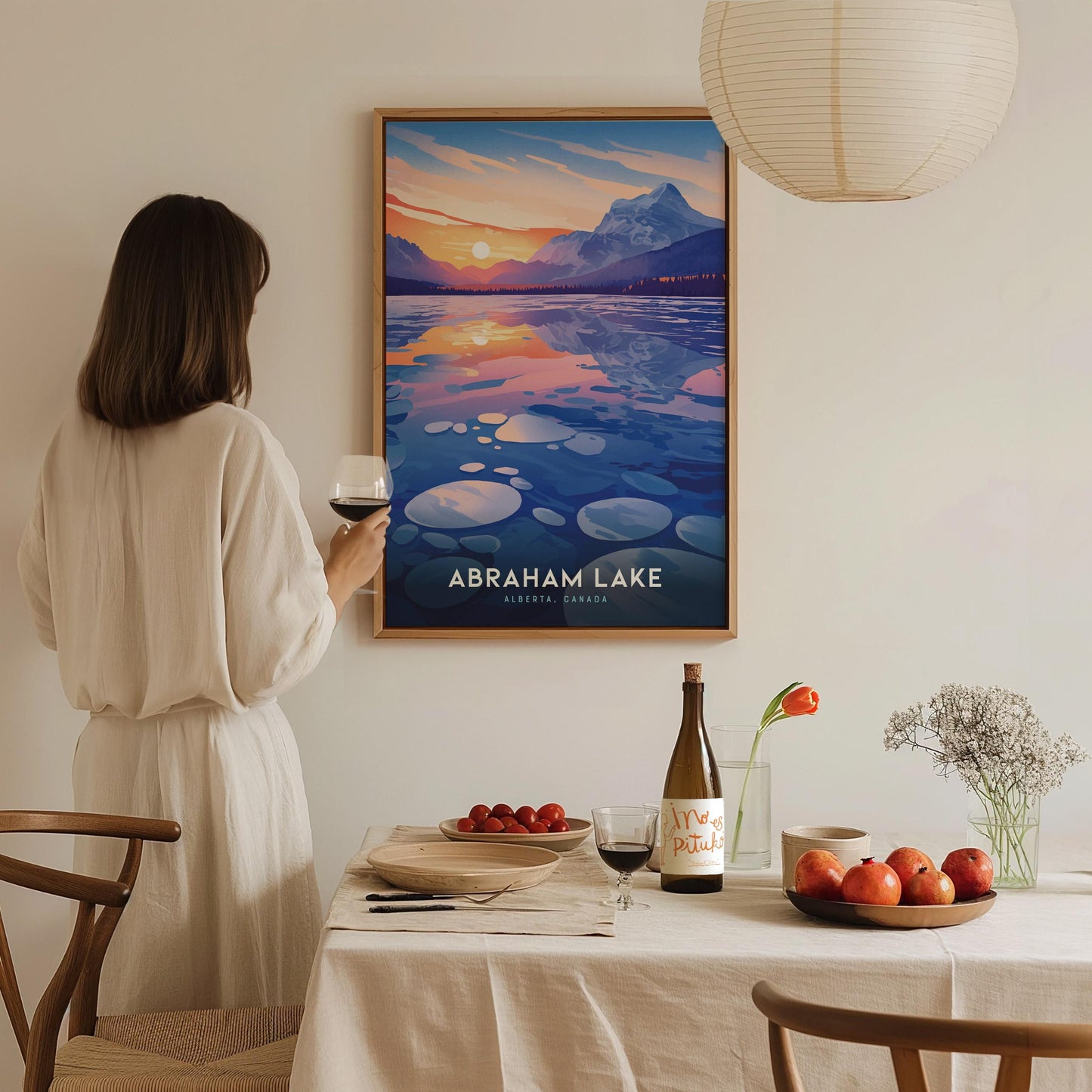 Abraham Lake Canada Frozen Bubbles Alberta Coastal Landscape Framed Unframed Travel Print Wall Art