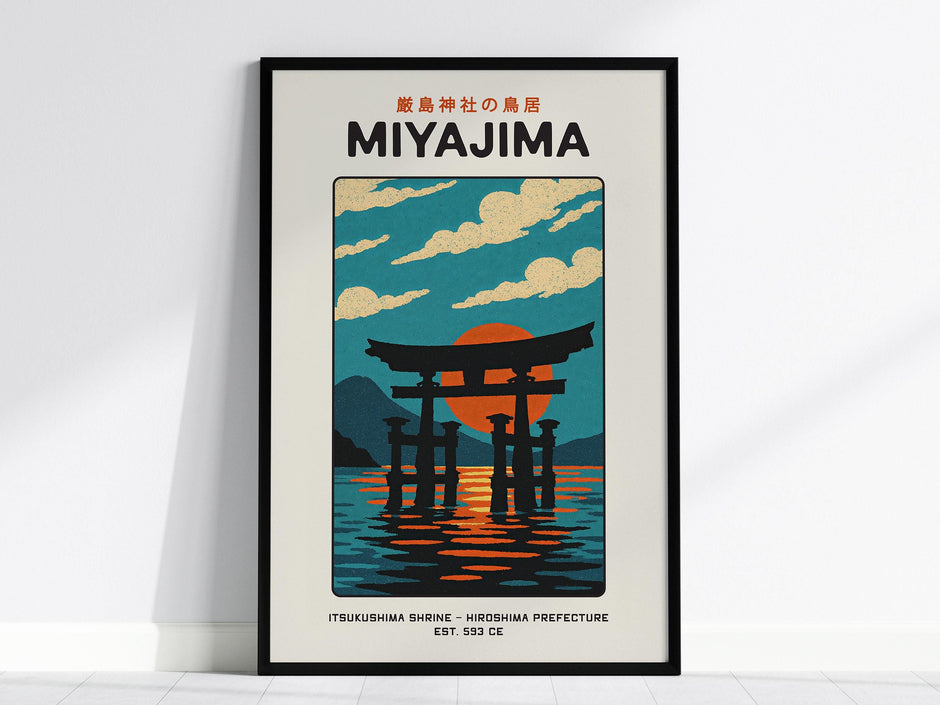 Miyajima Torii Gate Japan Vintage Block Print Wall Art Poster