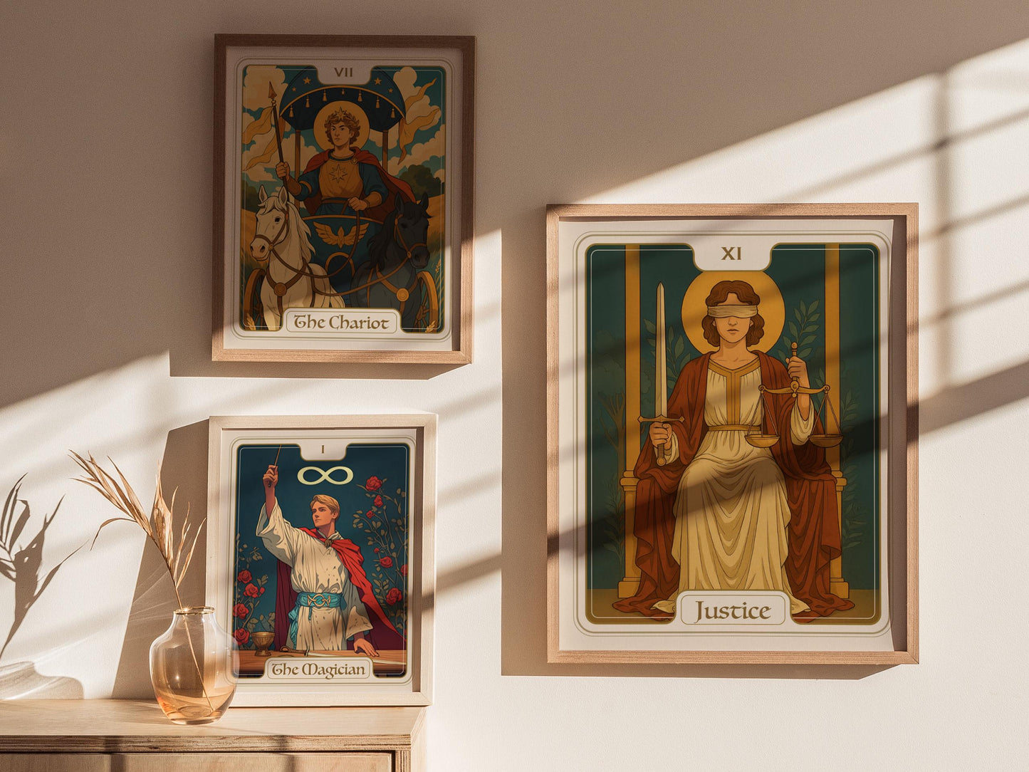 Justice Tarot Card Major Arcana Balance & Truth Divination Art Nouveau Framed Unframed Print Wall Art