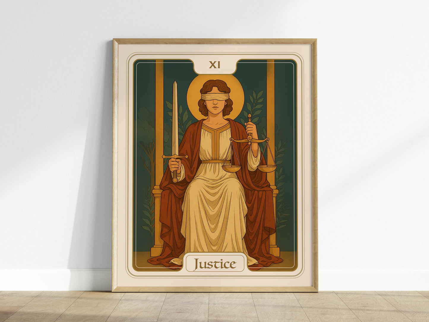 Justice Tarot Card Major Arcana Balance & Truth Divination Art Nouveau Framed Unframed Print Wall Art
