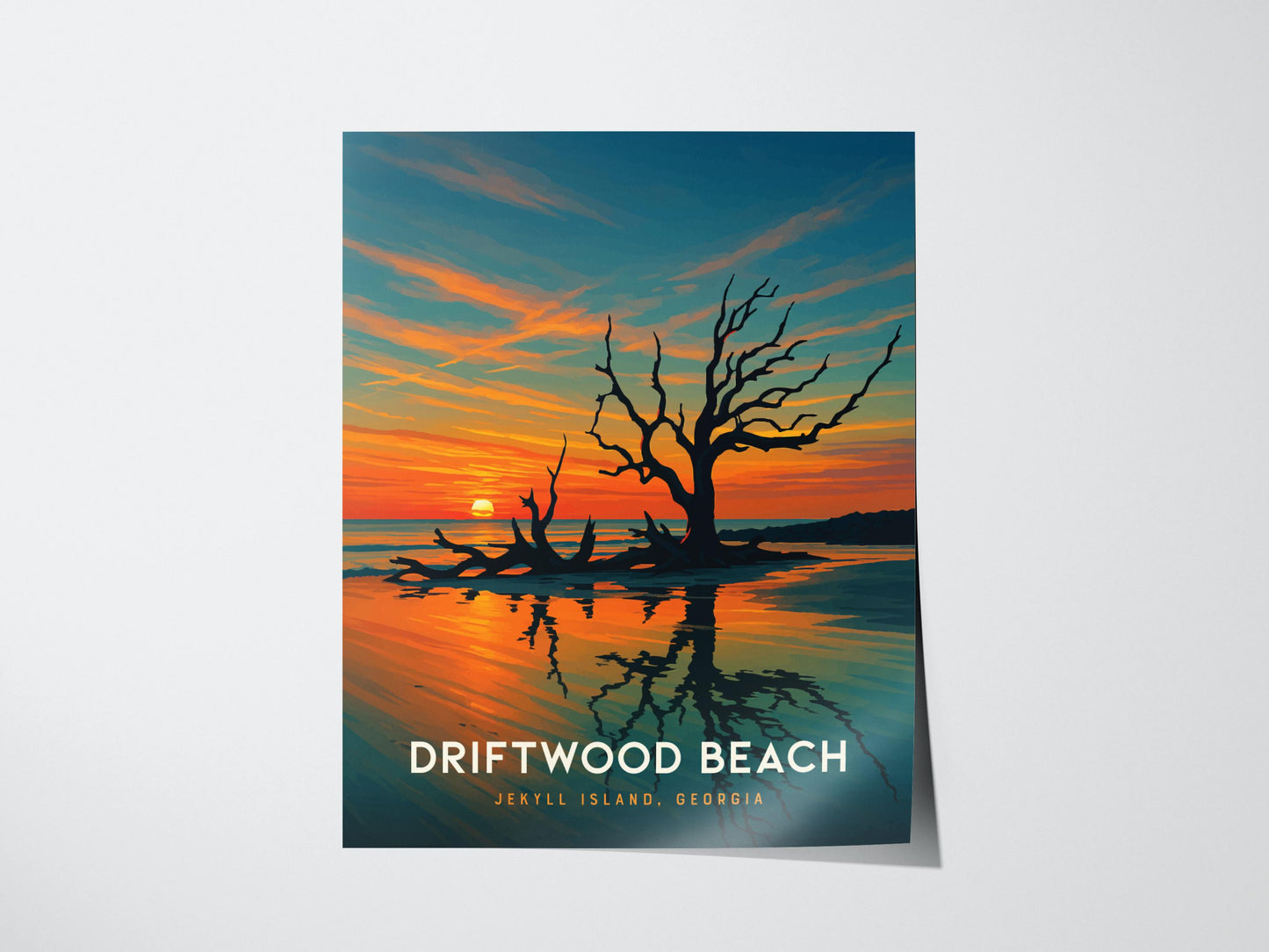 Driftwood Beach Jekyll Island Georgia Coastal Sunset Southern Framed Unframed Travel Print Wall Art