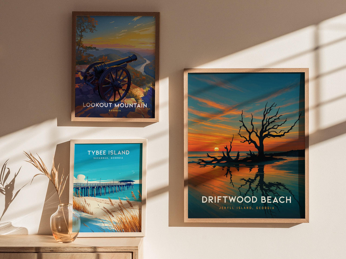 Driftwood Beach Jekyll Island Georgia Coastal Sunset Southern Framed Unframed Travel Print Wall Art