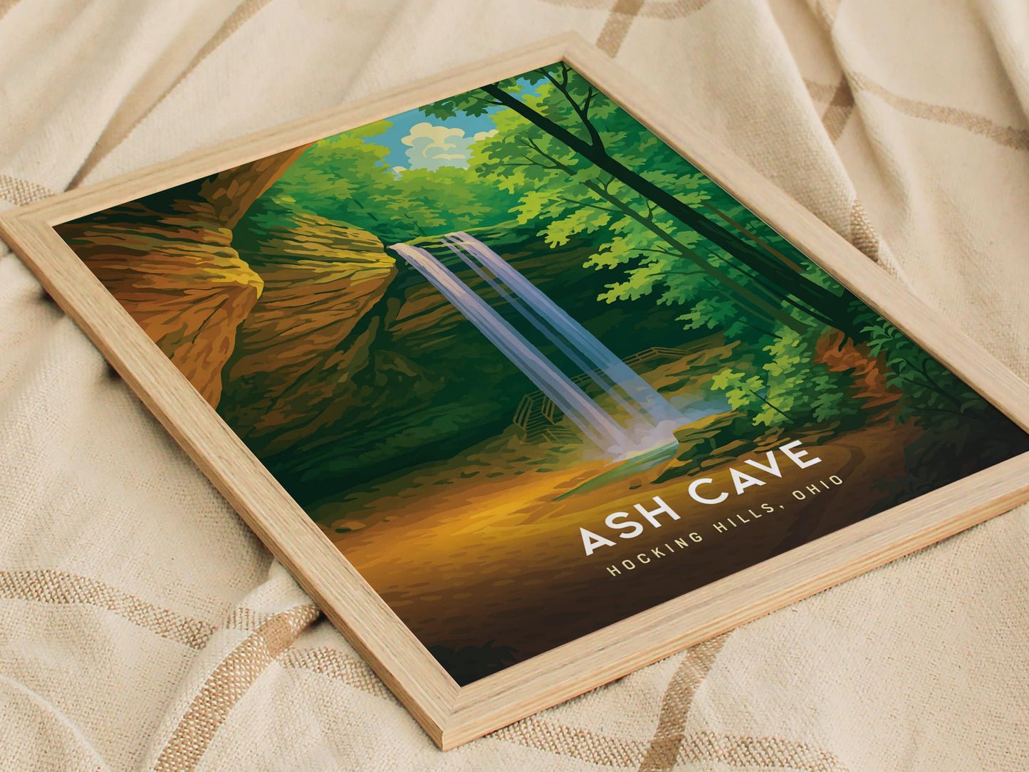 Ash Cave Hocking Hills Ohio Waterfall Nature Trail Wall Art Hiking Travel Print