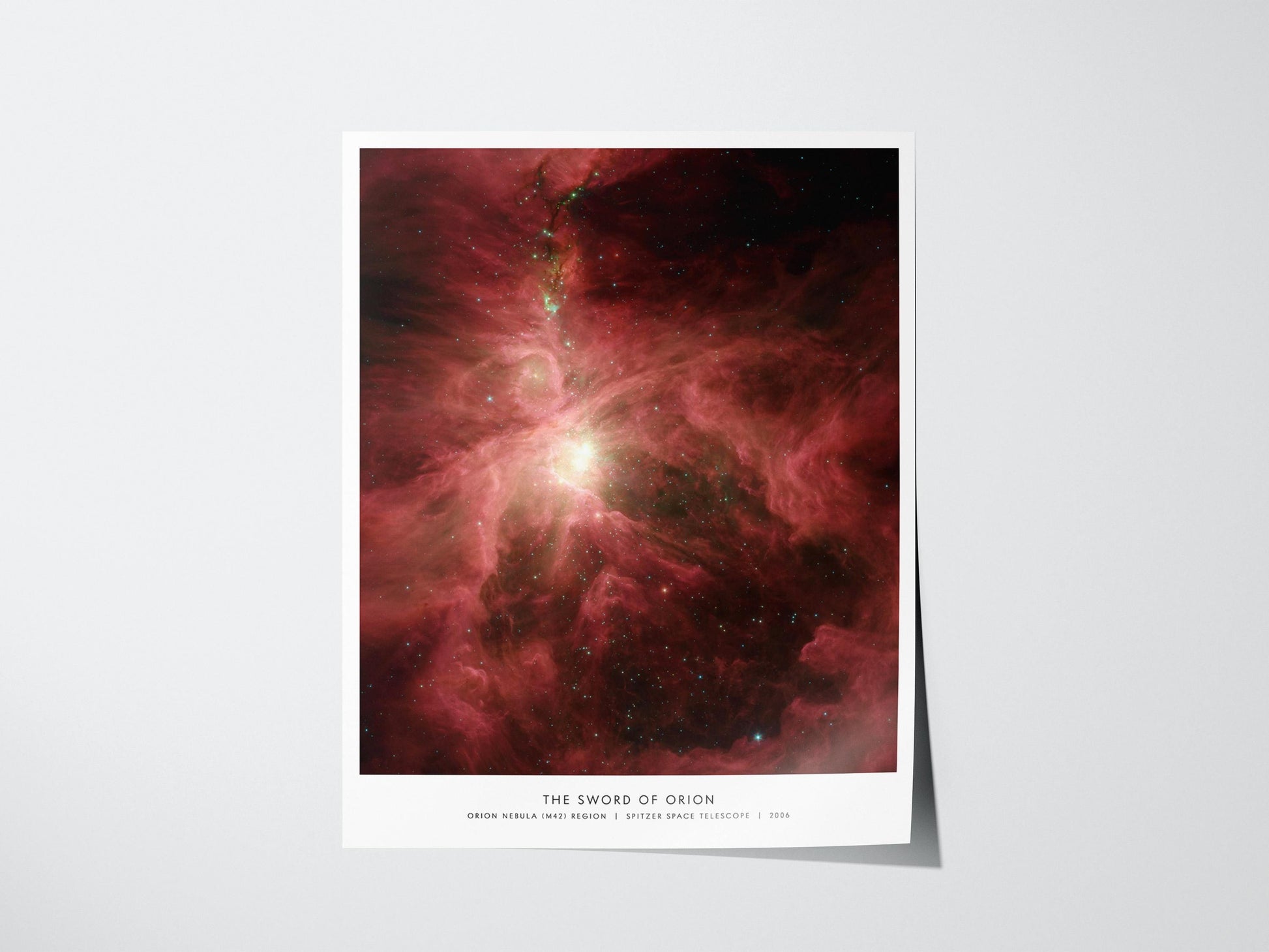 Poster of the 'Sword of Orion' nebula on a white background