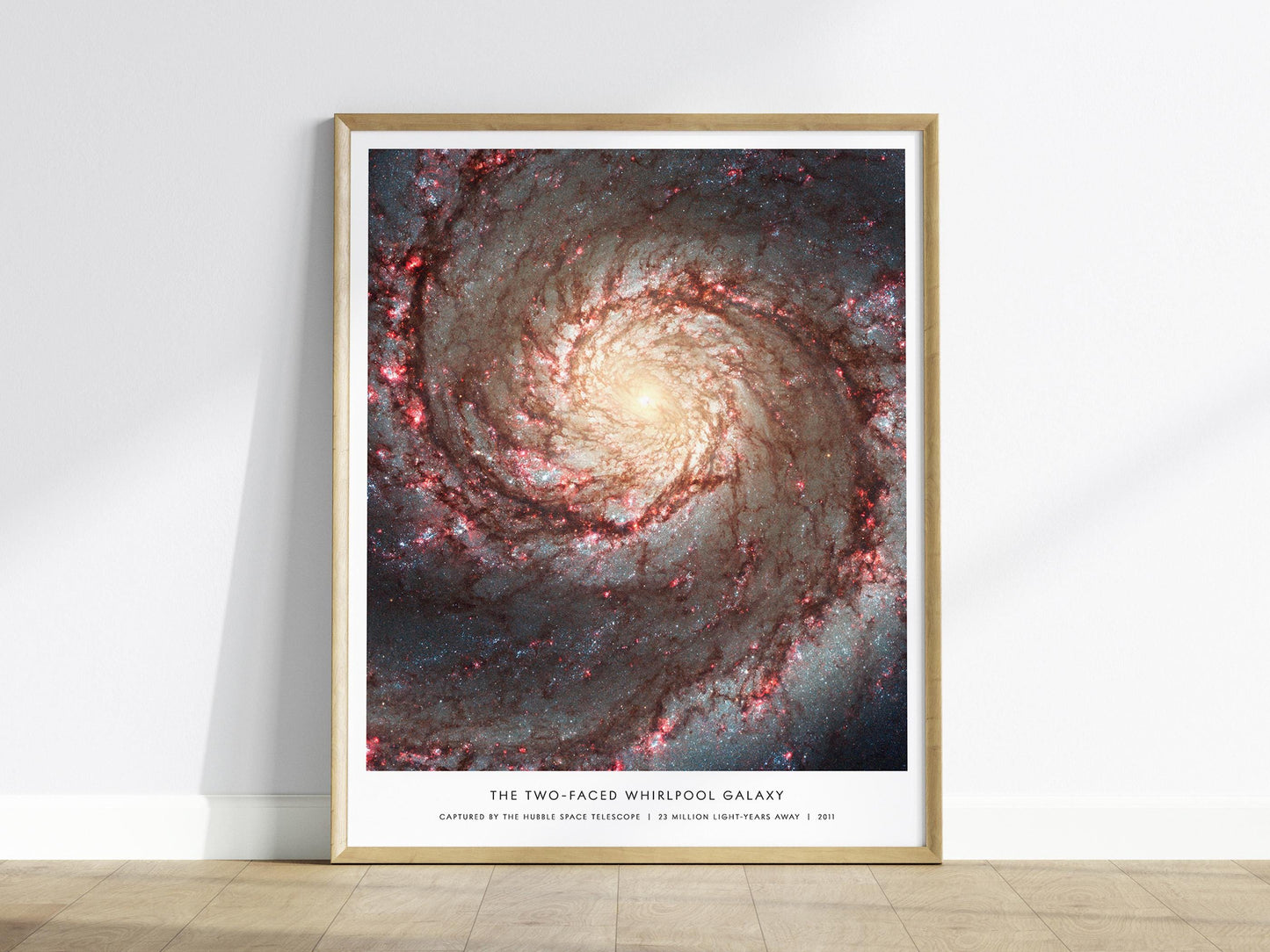 Two-Faced Whirlpool Spiral Galaxy Hubble NASA Space Art Print