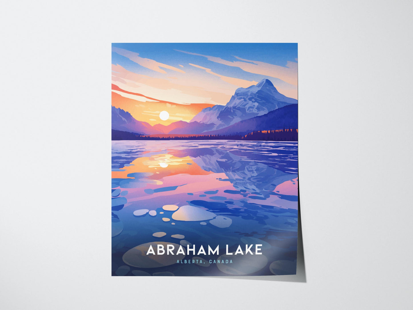 Abraham Lake Canada Frozen Bubbles Alberta Coastal Landscape Framed Unframed Travel Print Wall Art